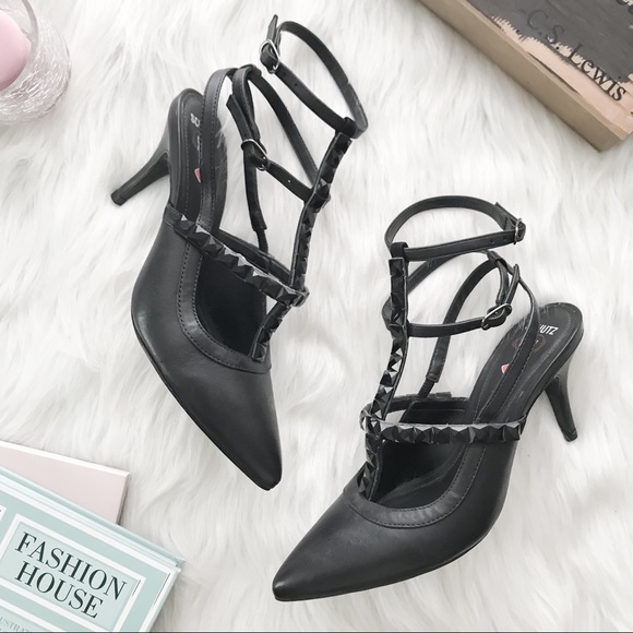 SCHUTZ Shoes - SCHUTZ Valmira T-Strap Crystal Pump Black Sz US 7